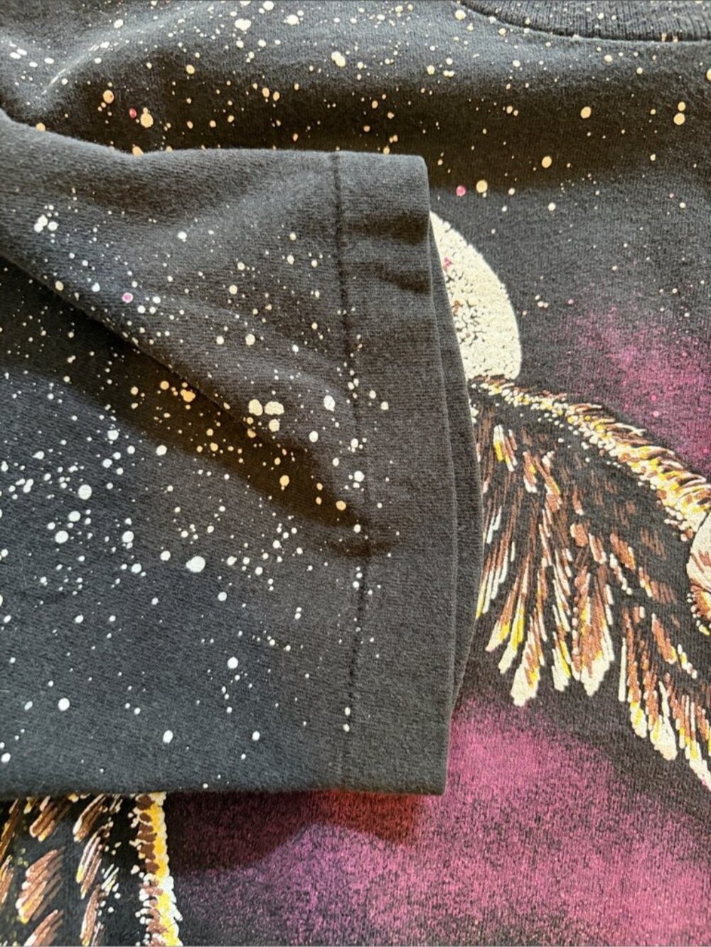 Vintage AOP Black Eagle Short Sleeve T-shirt 1990s Graphic Retro Mens Med/Large - Picture 7 of 9
